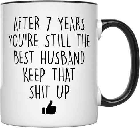 YouNique Designs 7 Year Anniversary Coffee Mug for Him, 11 Ounces, 7th Wedding Anniversary Cup