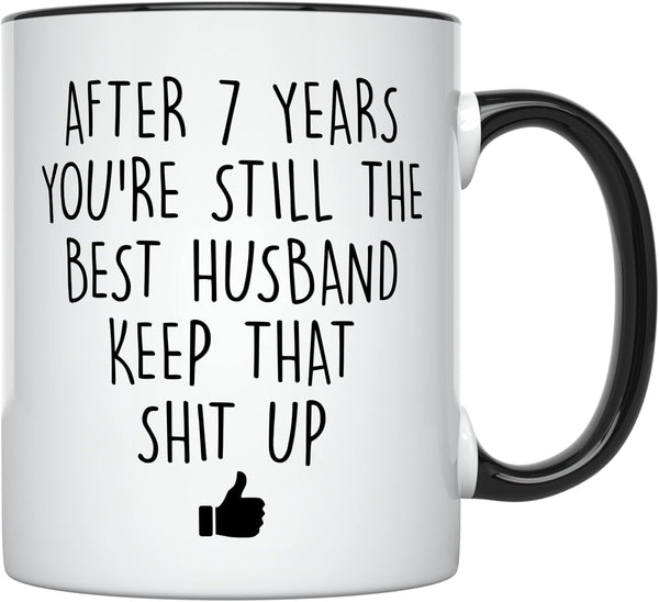 YouNique Designs 7 Year Anniversary Coffee Mug for Him, 11 Ounces, 7th Wedding Anniversary Cup