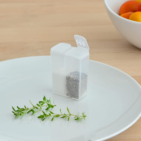 Youngever 4 Pack Plastic Salt and Pepper Shaker Set, Clear Containers with Lid, Spice Dispenser for Travel Camping
