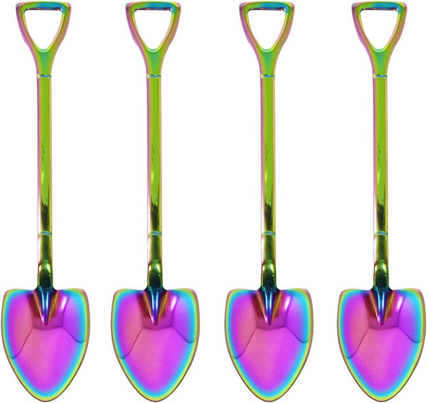 Honbay 4PCS Stainless Steel Shovel Shape Coffee Ice Cream Dessert Spoons for Home