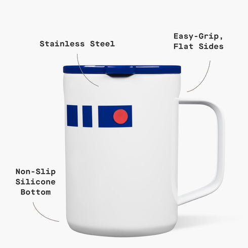 3 16 oz R2-D2 Corkcicle Classic Coffee Mug - Triple Insulated Stainless Steel for Travel - Shatter-Proof Lid - Keeps