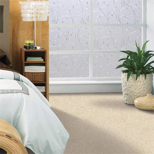 Niviy Window Privacy Film - Wheat Flower Frosted Glass Film, No Glue Door Window Covering for Office and Home