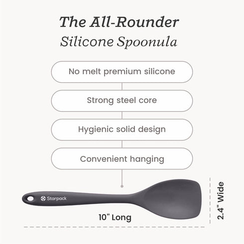 Starpack 'The All Rounder' Premium Silicone Spoonula, Heat Resistant to 600°F, Kitchen Spoon Spatula
