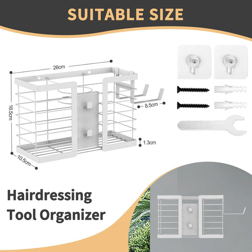 Hair Tool Organizer, 3 in 1 Metal Bathroom Blow Dryer Holder for Flat Iron, Curling Iron, Hair Care & Styling Tools