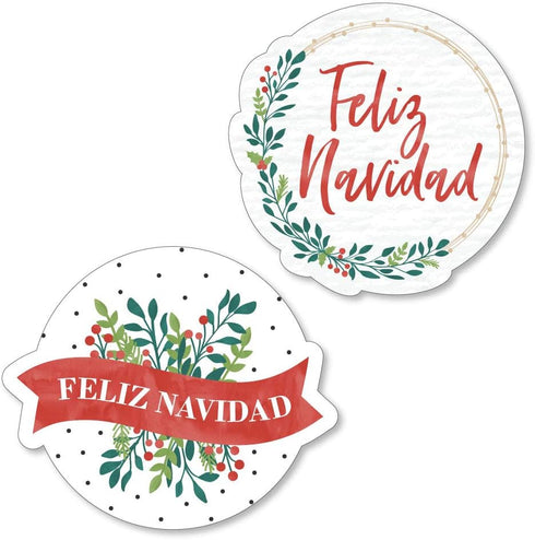 Big Dot of Happiness Feliz Navidad - Shaped Holiday Spanish Christmas Party Cut-Outs, 24 Count