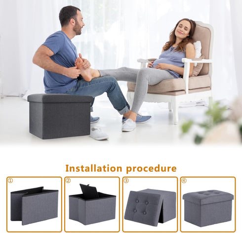 17x13x13inches ALASDO Storage Ottoman Footrest Stool Small Ottoman with Storage Foldable Ottomans Foot Rest Footstool