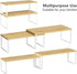 NEX Kitchen Cabinet and Counter Shelf Organizer, Stackable & Expandable, Set of 4, White and Natural, 7.7 x 15.6 x 6.2''