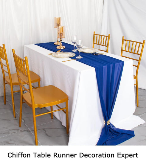 ShinyBeauty Chiffon Table Runner, Royal Blue Voile Sheer Tulle for Wedding Birthday Baby Shower Party Decoration