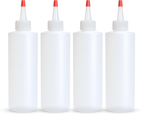 BRIGHTFROM Condiment Squeeze Bottles, 4 OZ Empty Squirt Bottle, Red Top Cap,
