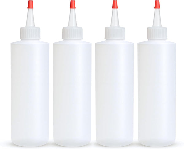 BRIGHTFROM Condiment Squeeze Bottles, 4 OZ Empty Squirt Bottle, Red Top Cap,
