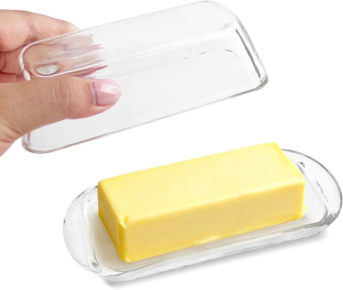 YOLCAR Countertop, Elegant Glass Butter dish with Lid, Dust-proof and Freshness-preserving Butter Keeper for Suitable