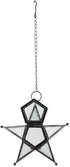 Zings & Thingz Beautiful Hanging Star Candle Lantern, 9.5" Tall, Clear Glass
