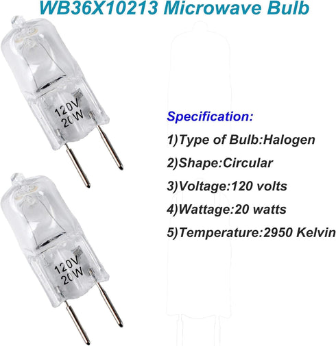 4 Pack WB36X10213 Bulbs for GE Halogen Microwave Oven, 120V 20W Replacement Bulbs, WB25X10019, WB08X10050