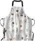EKOBLA Cactus Aprons with Flower Pots Silhouettes, Waterproof Chef Cooking Kitchen BBQ Adjustable Aprons for Women Men