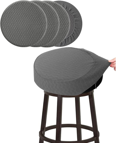 BUYUE 4 Pcs Bar Stool Covers, Luxury Fabric Dia.12-14" Round Stretchy Crease-Resistant