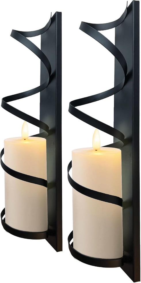 Set 2. 3" Lily's Home Metal Spiral Wall Candle Sconces of Elegant Wall Decorations for Living Room, Bedroom, Hallways