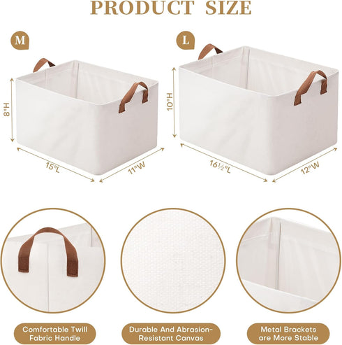 Large Storage Baskets for Shelves, Rectangle Fabric Bins for Organization, Closet Storage Bins, Shelf Baskets with Wire