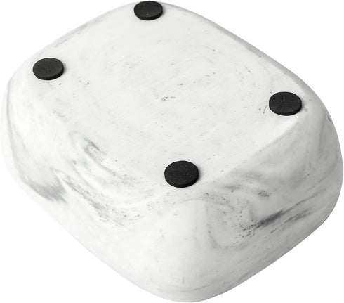 Countertop 2 MyGift Modern White Resin Sponge Holder for Kitchen Sink, Dish Sponge Holder with Compartments and Marble