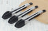 Small Serving Tongs with Silicone Tips, 7 Inch Mini Stainless Steel Food Tongs, Set of 3 (Black)