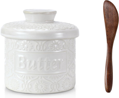 Butter Crock, Ceramic Butter Crock with Lid, Butter Dish with Lid for