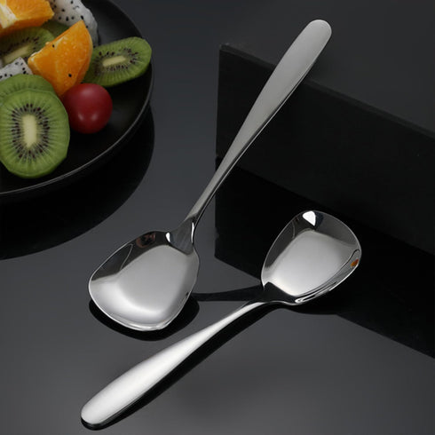 Set of 4 Square Head Spoons, Korean Style Square Sugar Spoon, Thick Heavy Stainless Steel Soup Spoons, 7 Inch Dinner
