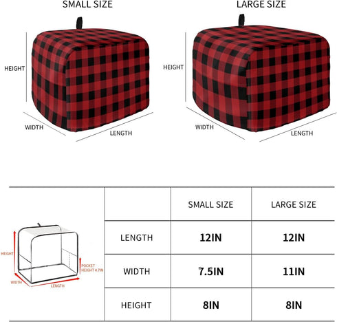 Merry Christmas Toaster Cover 2 Slice, Red and Black Buffalo Plaid Toaster Oven Cover