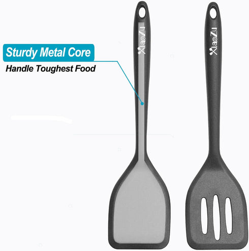 Silicone Spatula Turner Set, High Heat Resistant Nonstick Rubber Flippers for Baking & Cooking