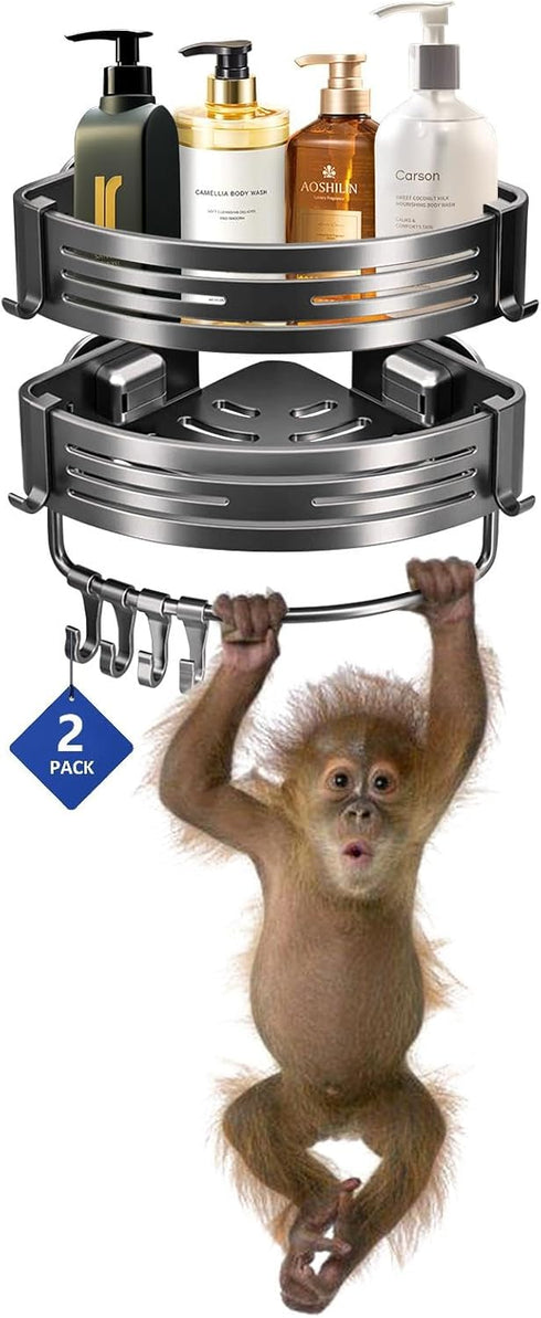 JDHAVMOS Suction Cup Shower Caddy - No Drilling Removable, Corner Shower Shelves -