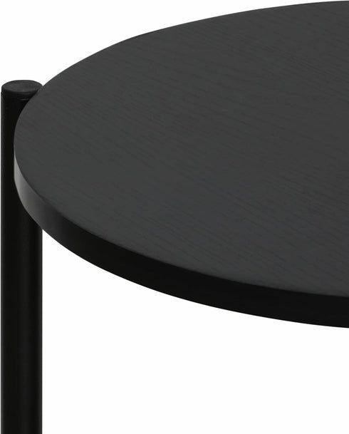 2-Tier 11.57 8.16 4.36 inches, Furinno Besi Modern Tall Round Side End Table with Sturdy Metal Legs, (W) x (H) x (D)