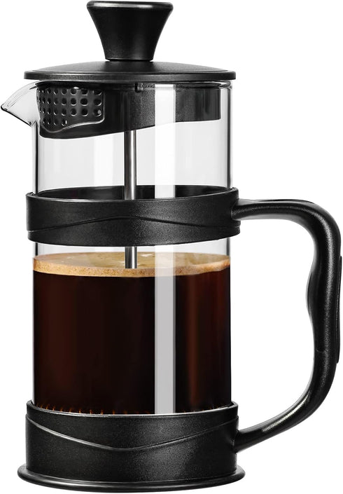 PARACITY French Press Coffee/Tea Maker, 11.8OZ Mini Press with 304 Stainless Steel Filter & Heat Resistant Glass