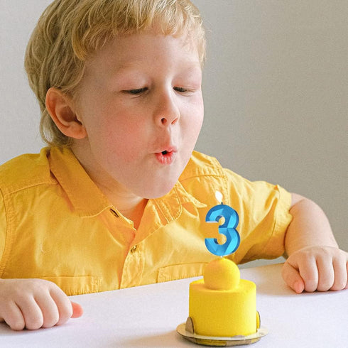 Number Birthday Candles (10 Candle Blue), 3D Diamond Shape Happy Birthday Cake Candles for Party Decoration