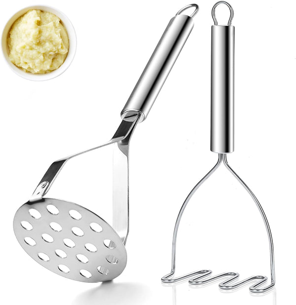 ReaNea Potato Masher Stainless Steel 2pcs, Mashed Potato Masher Kitchen Tool, Durable Mash