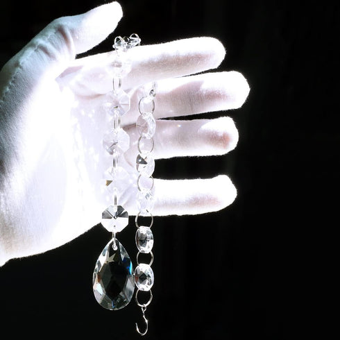 1ft 10pcs Teardrop Crystals Garland, Hanging Chandelier Crystals Prism Beads Chain for Wedding Home Decoration Clear