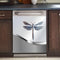 Dishwasher Magnet Cover Kitchen Decor, Silver Stainless Steel Dragonfly Pattern Vinyl Decal, 23 W x 26 H