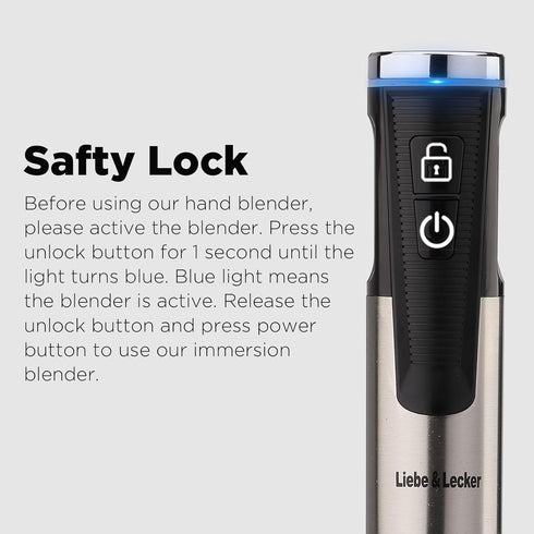Liebe&Lecker Cordless Hand Blender, USB Rechargeable Immersion Blender with 8 Variable Speeds, Whisk, Milk Frother