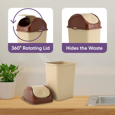 Superio Mini Desktop Trash Can, Portable Plastic Garbage Can with Swing Top Lid for Countertop, Bathroom, Compact Waste