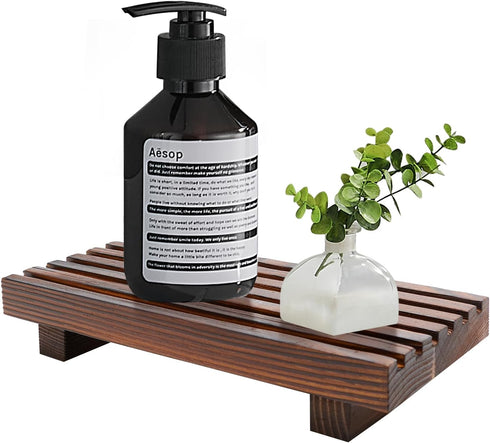 Small Kitchen Sink Soap Tray for Counter Dish Soap Dispenser, Wooden Risers Stand for Bathroom Decor