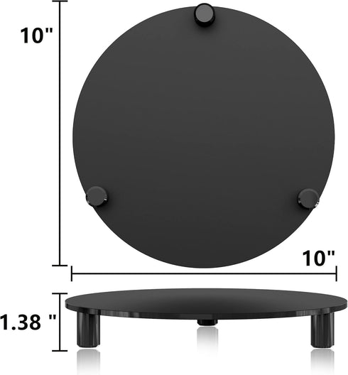 HEMYLU 10 Inch Counter 10-inch Acrylic Risers for Dcor, Round Black Pedestal Stand for Indoor Plant Holder, Decorative