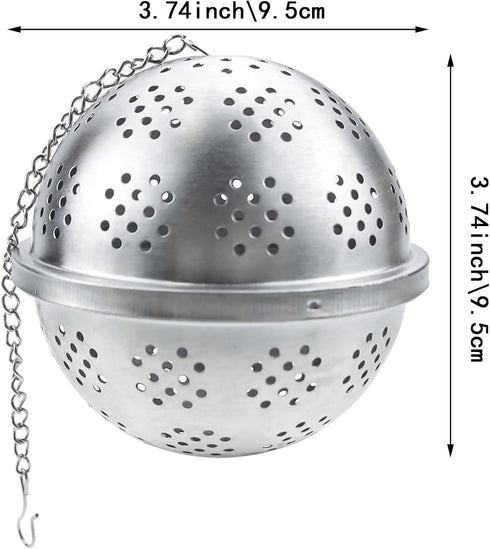 Spice Ball Extra Large for Cooking, Tea Infuser, Stainless Steel Tea Ball Strainer Spice Infuser, Soup Seasonings Seperation Basket with Extended Chain Hook for Brewing Tea Spices Seasonings