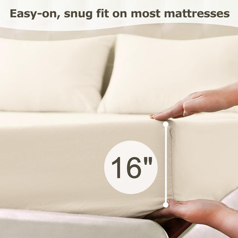 Set 4 Queen Size Bed Sheet - Piece Soft Microfiber Sheets with Deep Pockets, Cooling Technology, and Wrinkle-Free