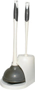 6.75 7 19.5 Clorox Toilet Plunger and Bowl Brush Combo with Caddy, x x in, White/Gray