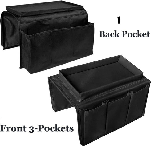 6 Pockets TV Remote Control Organizer - Home Sofa Console Caddy Holder for Cellphone, Tray, Snacks