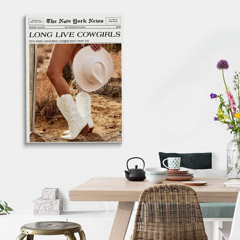 Generic Country 12x16in Coastal Cowgirl Wall Art Newspaper Print - Vintage Black and White News Poster - Neutral