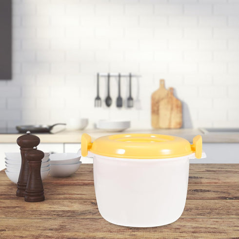 OSALADI 1L Microwave Rice Cooker: Mini Steamer with Keep Warm Function for Soups, Stews, Grains, Oatmeal, Yellow