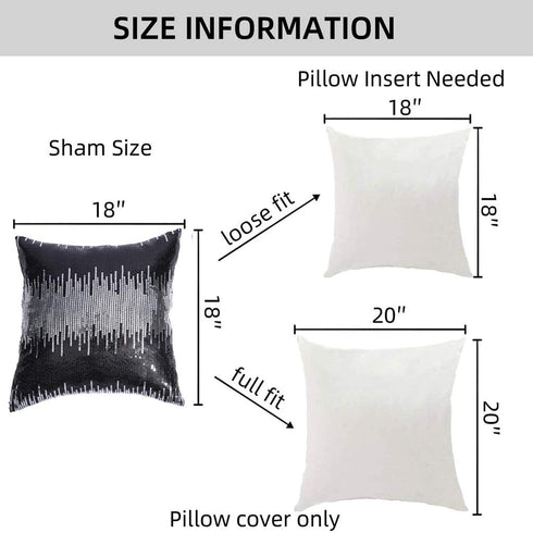 Juya Delight Throw Pillow Case, Set of 2 Sparkly Cushion Covers for Couch Sofa Home Decorative, 18x18 inches, Black