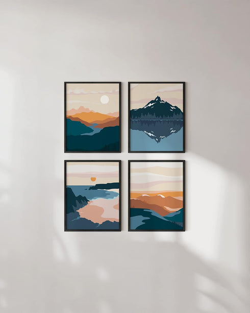 HAUS AND HUES Nature Wall Art Prints - Mid-Century Modern Landscape Mountain Decor