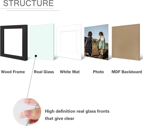 Golden State Art 6x6 Picture Frame, Solid Wood with Tempered Glass, Square Photo Frame Display Wall Decor