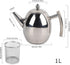 Durable Stainless Steel Teapot, Tea Coffee Pot Water Kettle with Filter, Large Capacity (1L)