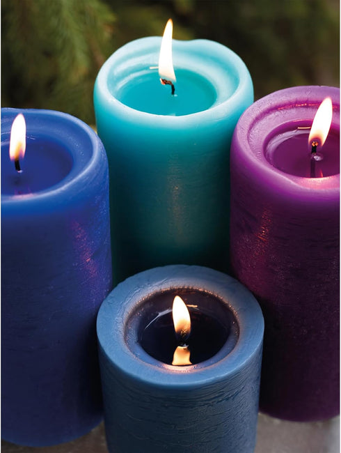 CANDWAX Set of 3 Rustic Unscented No Drip Ivory Pillar Candles for Home Decor, Weddings, Centerpieces