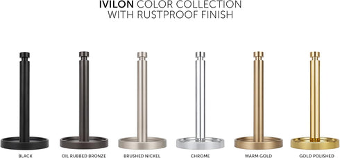 Ivilon Paper Towel Holder - Brushed Nickel Stand for Easy Tear